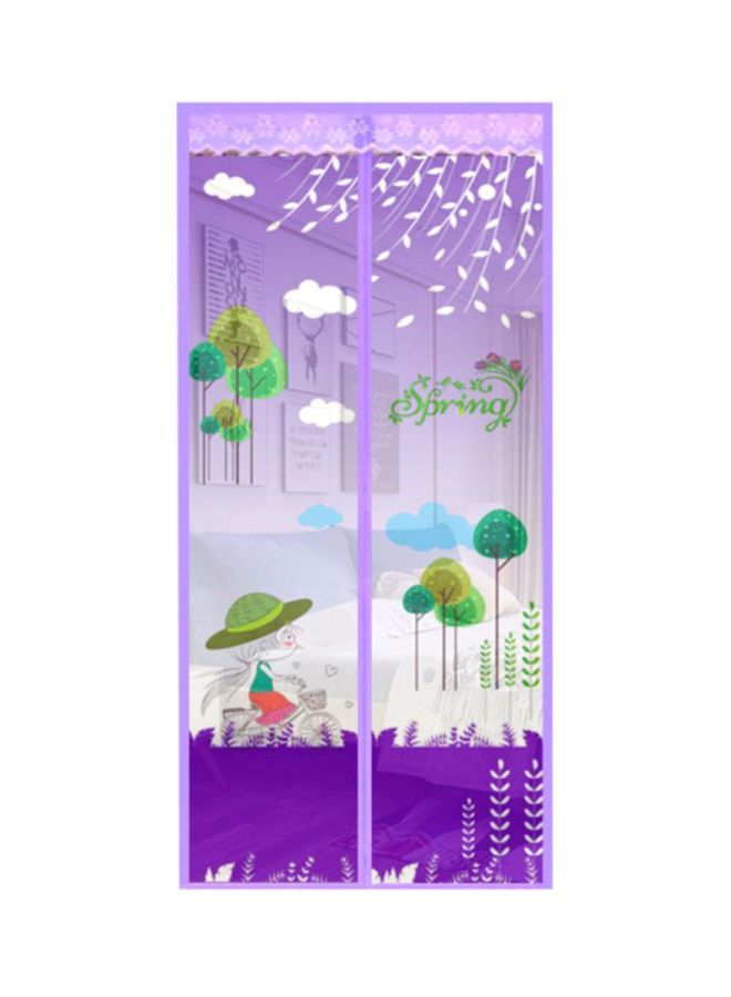 NIBEMINENT Printed Anti Mosquito Door Curtain Purple/Green/White 100x210centimeter - Image 1