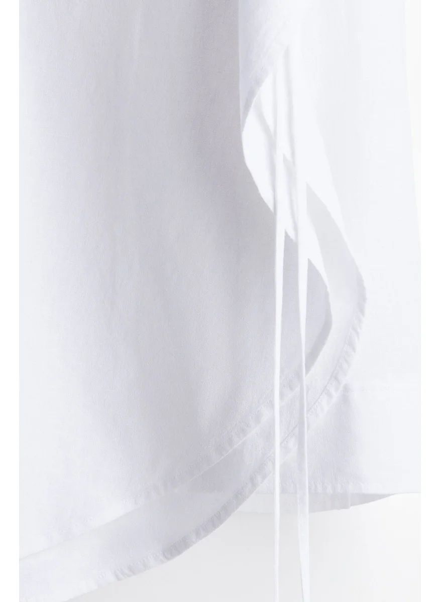 H&M Tie-Detail Linen-Blend Shirt