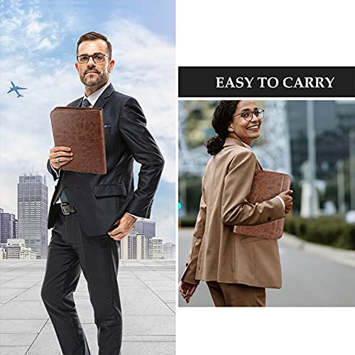 ProCase Portfolio Business Padfolio Folder with Zipper, Conference Meeting Executive File Legal Document Organizer with Pockets Letter Size A4 Writing Pad Notepad Padfolio -Brown - Image 3