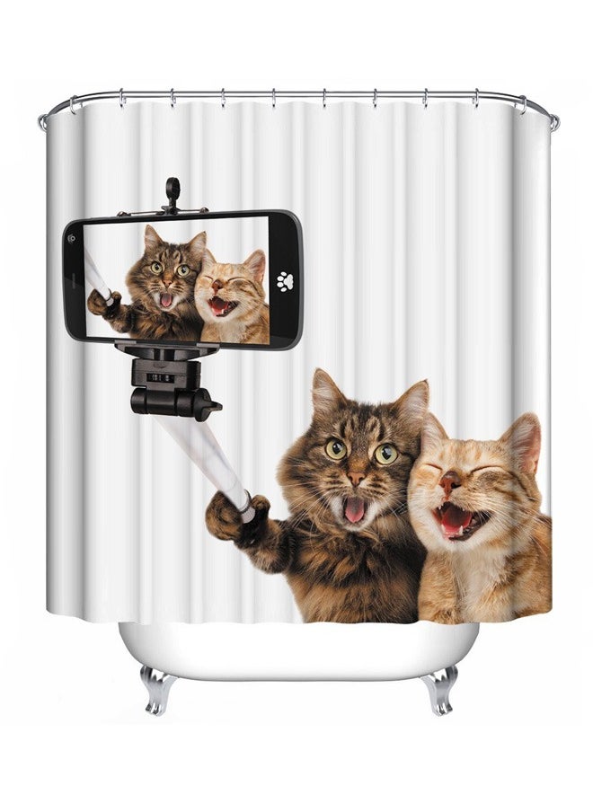 No branded Cats Selfie Shower Curtain 