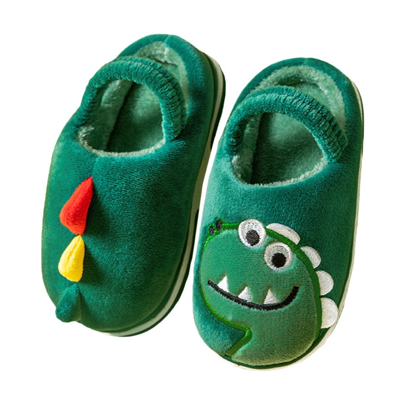 2 Pairs Cartoon Kids Dinosaur Slippers Autumn Winter Back Strap Cotton Shoes - Image 1