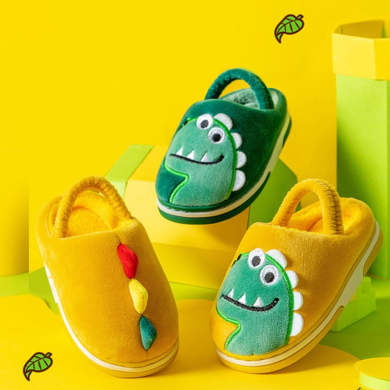 2 Pairs Cartoon Kids Dinosaur Slippers Autumn Winter Back Strap Cotton Shoes - Image 4