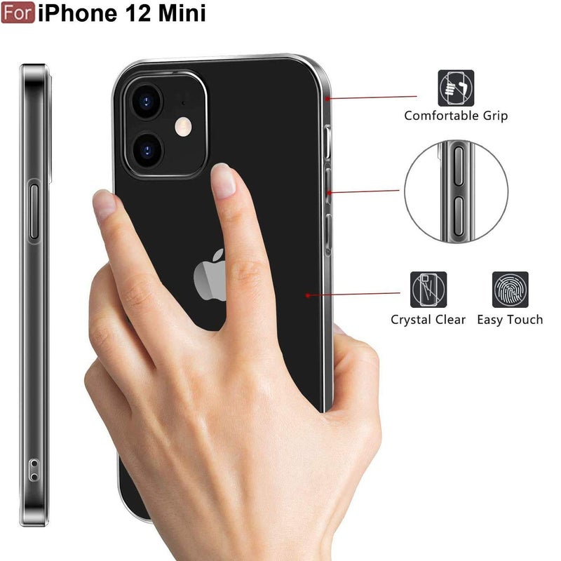 Cedo iPhone 12 Mini Clear Case | Soft Flexible Slim-Fit | Full Body 360 Protection Shock Proof TPU Back Cover (Transparent) - Image 3