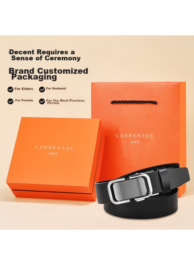 Laorentou Men's Leather Belt With Automatic Buckle, High-quality Practical Cowhide Belt, Birthday Gift For Boyfriend, 115-125 - Image 3