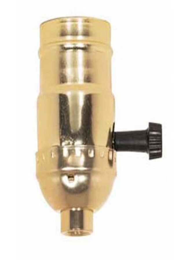PLT Brass Light Socket - Plated - 3-Terminal - 2 Circuit - Turn Knob - Medium Base Socket - 1/8 IPS - PLT 90-421