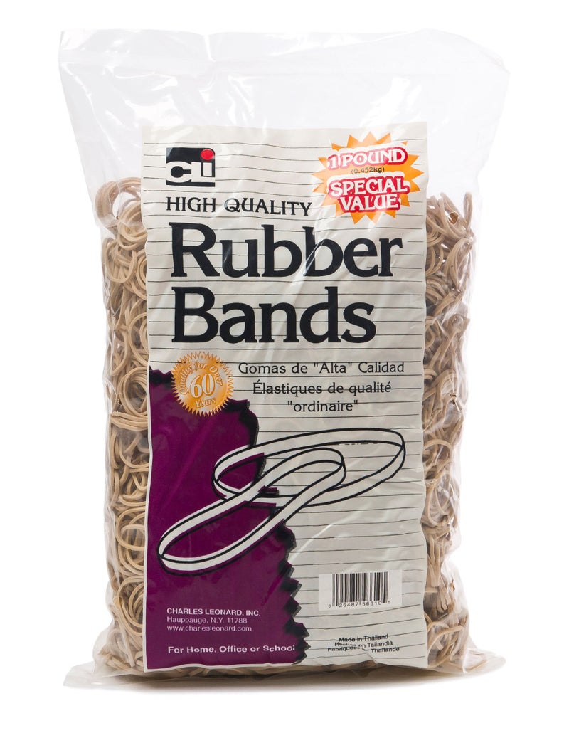 Charles Leonard Rubber Bands 32 3 x 18 Inches Amber 1 Pound Bag 56632