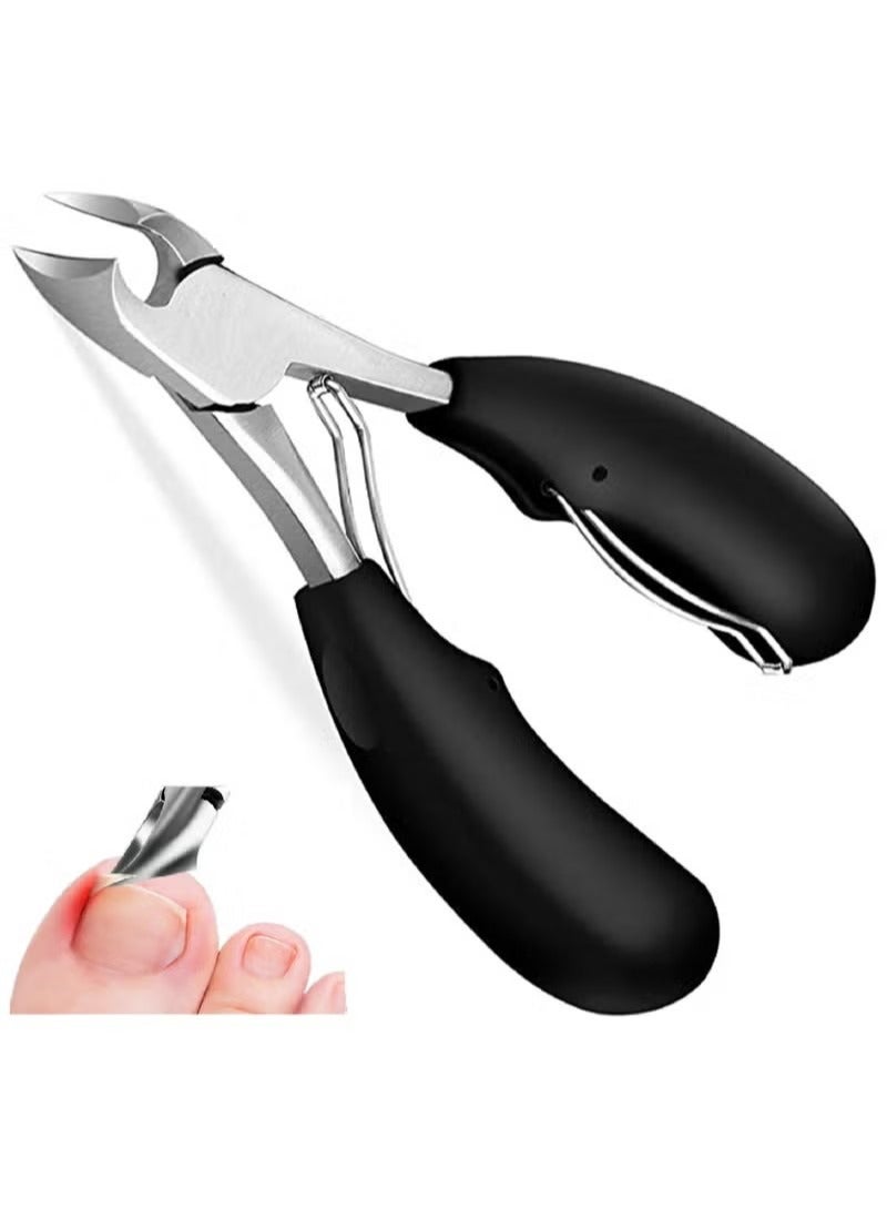 Stainless Steel Toenail Clippers - Nail Clipper, Professional Nail Cutter for Thick or Ingrown Toenails, Super Sharp Curved Blade Grooming Tool with ABS Handle, Toenail Scissors For Senior - Image 1