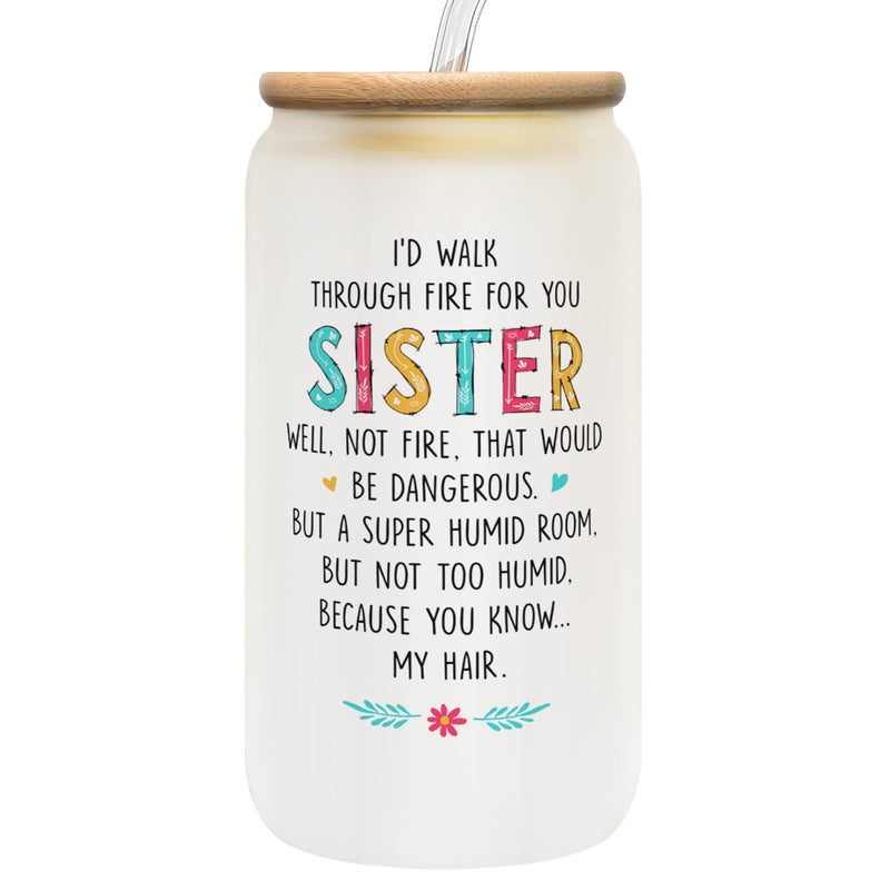 GINGULMINA GINGULMINA Gifts for Sister  Birthday Mothers Day Christmas Sister Gifts from Sisters Brother Bro  Sisters Gift for Women Sibling Bestie Women Sis  16 Oz Frosted Can Glass 