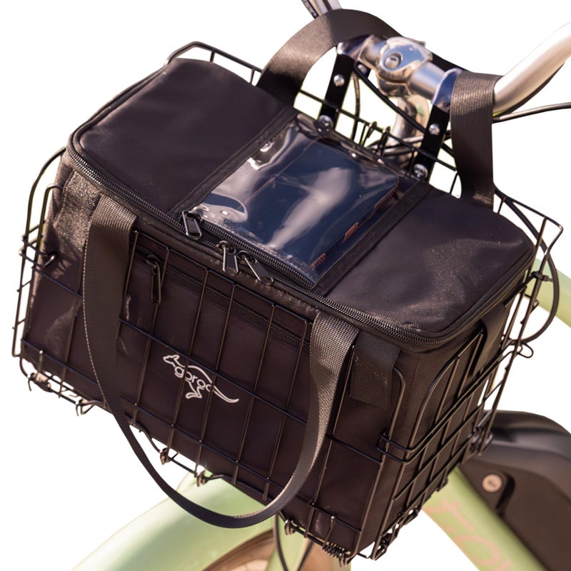 Goroo Foldable Bike Basket with Insulated Cooler Bag, 44 lb Capacity Quick Release Metal Bicycle Basket, Front/Rear Folding Bike Basket for Groceries, Commuting and Shopping - Image 1