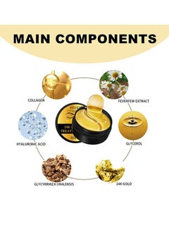 EELHOE 24K Gold Eye Treatment Mask 60pcs, Has The Effect Of Reducing Edema, Eliminating Wrinkles and Dark Circles Under The Eyes, and Reducing Eye Skin Aging, Suitable for All Skin Types  - Image 2