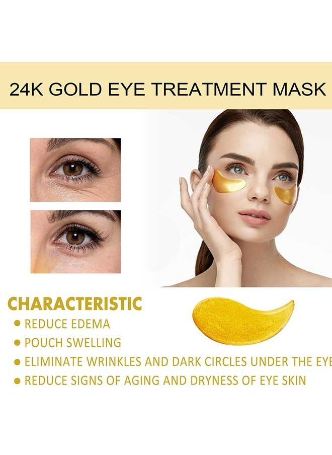 EELHOE - 24K Gold Eye Treatment Mask 60pcs, Has The Effect Of Reducing Edema, Eliminating Wrinkles and Dark Circles Under The Eyes, and Reducing Eye Skin Aging, Suitable for All Skin Types - Image 1