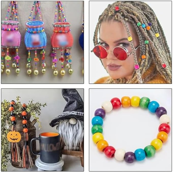 STRBOXONG 100PCS WOOD BEADS BULK 16X17MM BARREL SHAPE - NATURAL ASSORTED COLOR WOODEN SPACER BEADS FOR MACRAME JEWELRY MAKING, DIY CRAFTS, HAIR BRAIDS, ROSARY BRACELET ACCESSORIES - Image 4