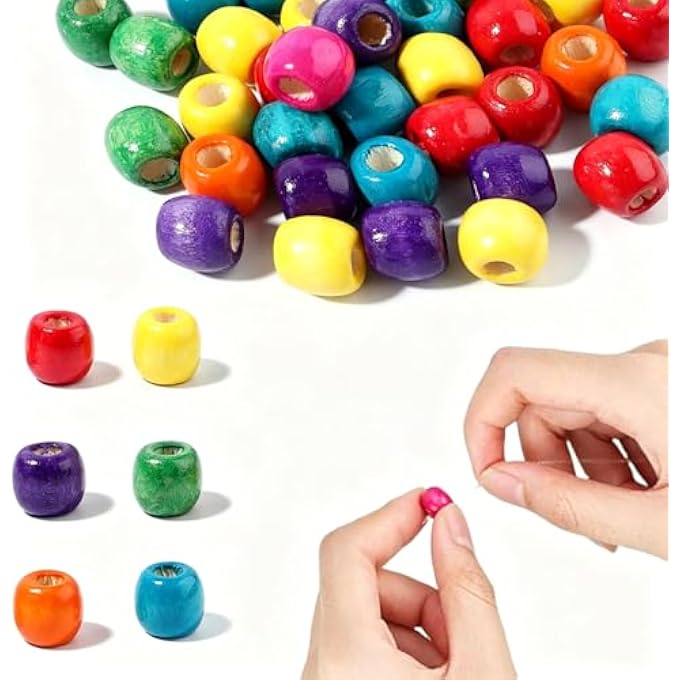 STRBOXONG 100PCS WOOD BEADS BULK 16X17MM BARREL SHAPE - NATURAL ASSORTED COLOR WOODEN SPACER BEADS FOR MACRAME JEWELRY MAKING, DIY CRAFTS, HAIR BRAIDS, ROSARY BRACELET ACCESSORIES - Image 1