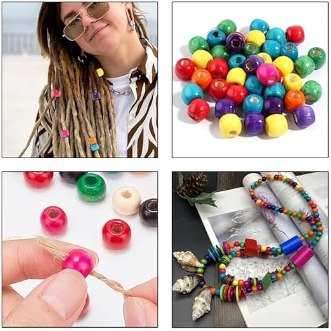 STRBOXONG 100PCS WOOD BEADS BULK 16X17MM BARREL SHAPE - NATURAL ASSORTED COLOR WOODEN SPACER BEADS FOR MACRAME JEWELRY MAKING, DIY CRAFTS, HAIR BRAIDS, ROSARY BRACELET ACCESSORIES - Image 5