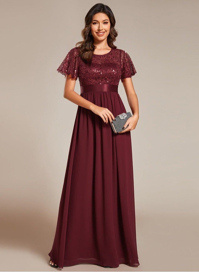 GEXUAN Sequin - top Chiffon Maxi Dress - Image 2