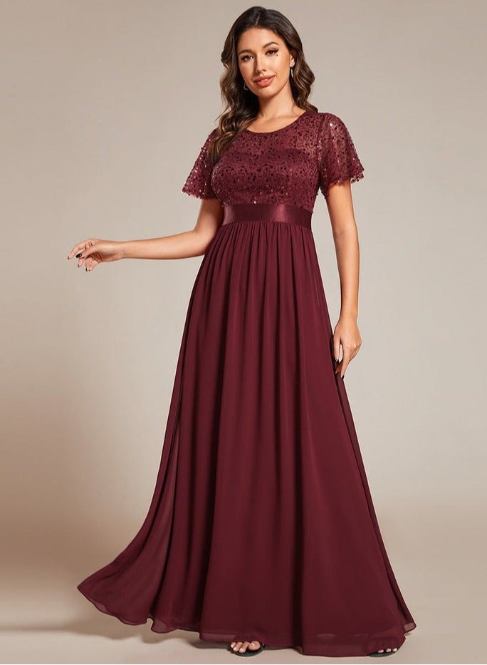 GEXUAN Sequin - top Chiffon Maxi Dress - Image 1