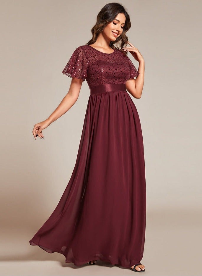 GEXUAN Sequin - top Chiffon Maxi Dress - Image 3