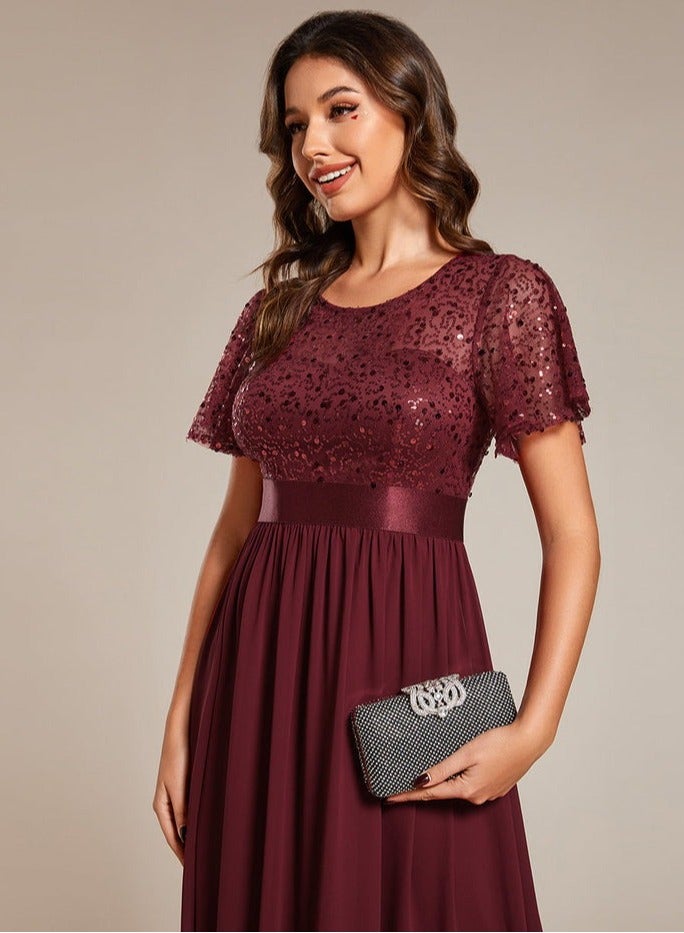 GEXUAN Sequin - top Chiffon Maxi Dress - Image 5