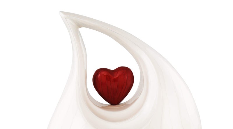 URNS OF DIGNITY الجرار من الكرامة قلب الحب الجرار الحرق الكبار لرماد الإنسان - الجرار الزخرفية الجرار لرماد الإنسان الجرار الإناث والذكور للرماد الرجال والنساء جنازة جرة (الكبار غير تخصيص أبيض أحمر) - Image 4