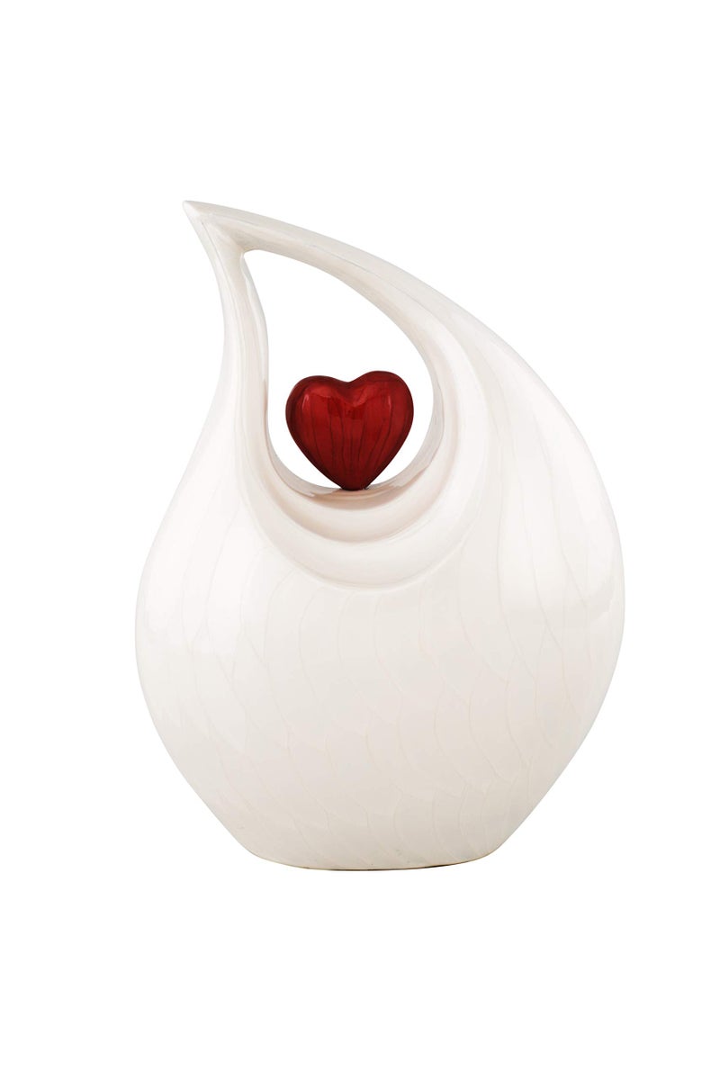 URNS OF DIGNITY الجرار من الكرامة قلب الحب الجرار الحرق الكبار لرماد الإنسان - الجرار الزخرفية الجرار لرماد الإنسان الجرار الإناث والذكور للرماد الرجال والنساء جنازة جرة (الكبار غير تخصيص أبيض أحمر) - Image 2