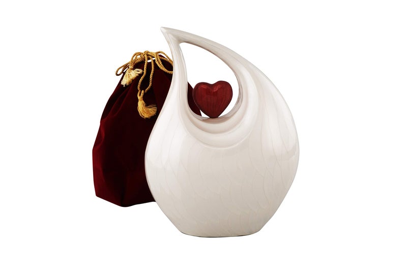 URNS OF DIGNITY الجرار من الكرامة قلب الحب الجرار الحرق الكبار لرماد الإنسان - الجرار الزخرفية الجرار لرماد الإنسان الجرار الإناث والذكور للرماد الرجال والنساء جنازة جرة (الكبار غير تخصيص أبيض أحمر) - Image 1