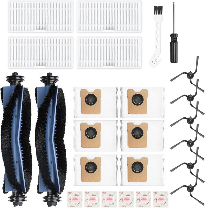 Bpbdzz 32 Piece Accessory Kit for Eufy C10 Robot Vacuum Cleaners - Includes 2 Main Brushes, 4 HEPA Filters, 6 Mop Heads, 6 Side Brushes, 6 Dust Bags, 6 Fragrance Tablets, 1 Cleaning Brush - Image 1