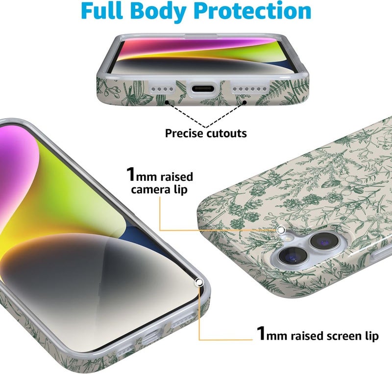 Casely iPhone 16 Case | Sage Garden | Green Floral | Compatible with MagSafe | Classic Ultra Slim Design - Image 2