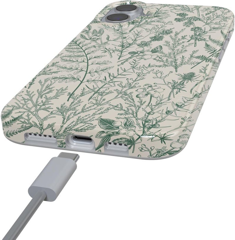 Casely iPhone 16 Case | Sage Garden | Green Floral | Compatible with MagSafe | Classic Ultra Slim Design - Image 1