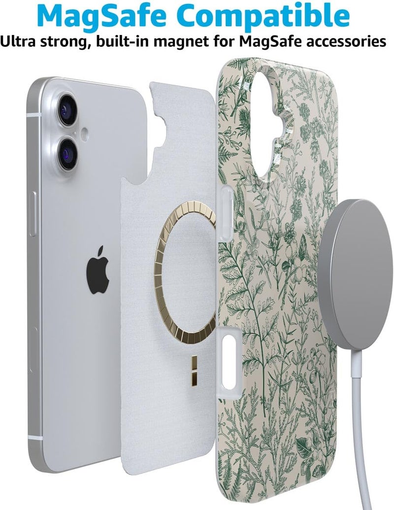 Casely iPhone 16 Case | Sage Garden | Green Floral | Compatible with MagSafe | Classic Ultra Slim Design - Image 4