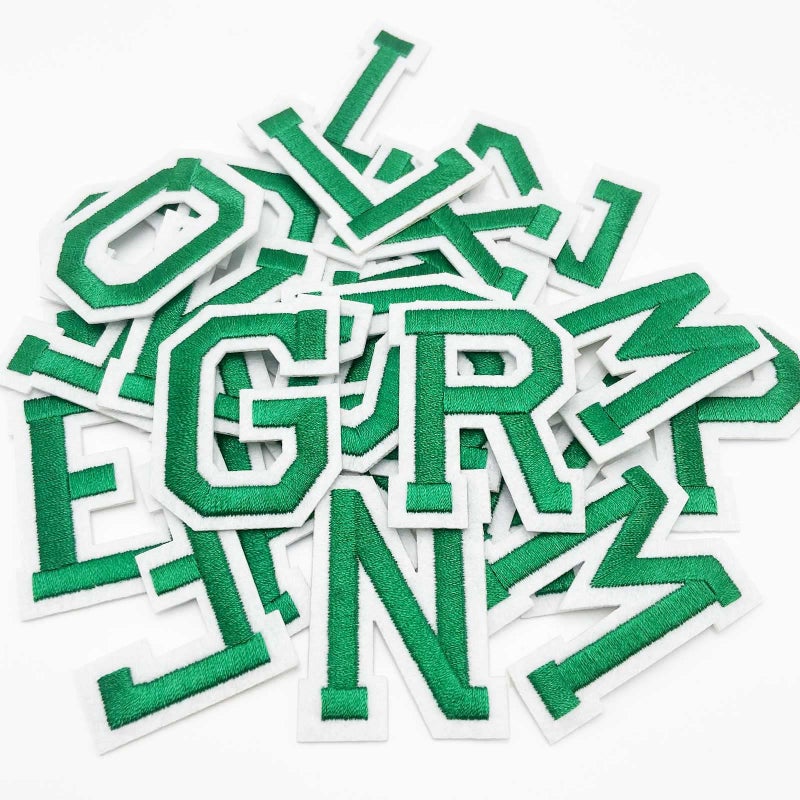 Jongdari Jongdari Iron on Letters 52 Pcs Alphabet Patches with Ironed Adhesive Decorate Repair Patches for Shirts Jackets Hats Jeans Shoes BagsGreen