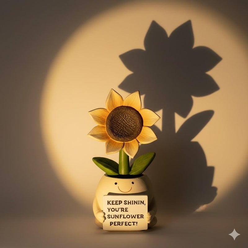 GoGnome Inspirational Sunflower Gifts for Women Men, Keep Shining Resin Desk Decor, Cute Mini Plant Pot Figurine - Unique Thinking of You Encouragement Present for Coworker Friend Get Well Soon (Sunflower) - Image 5