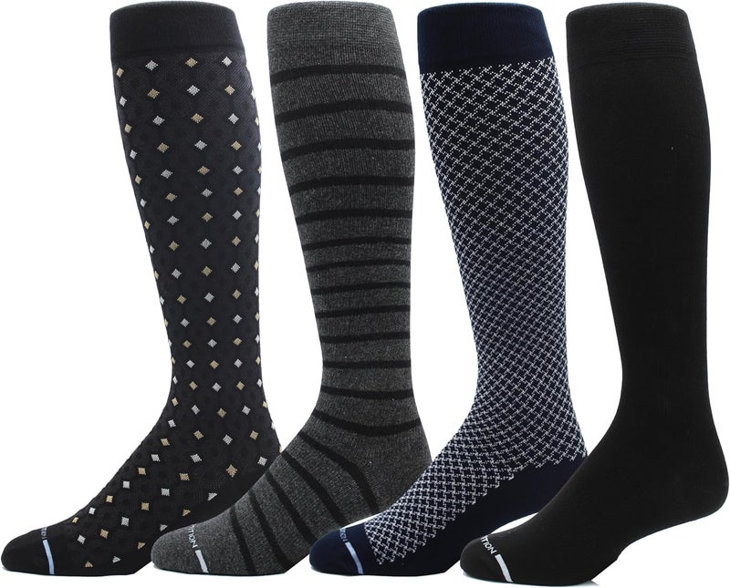 Dr Motion 4 Pairs Men's Athletic Traveler Graduated Compression Knee High Socks - Image 1