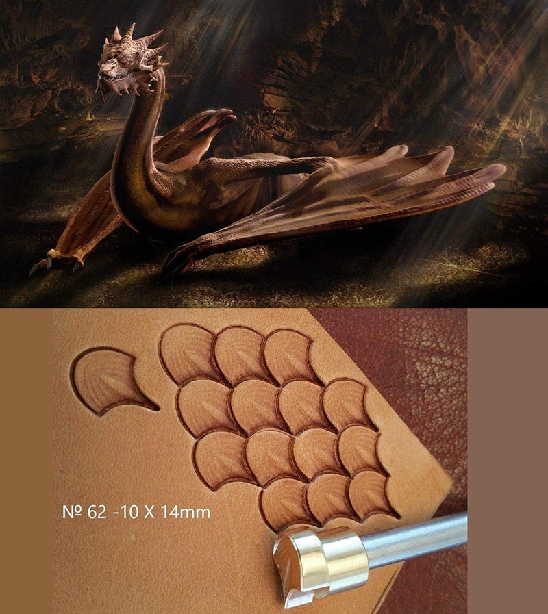 DandS ltd Leather Stamp Tool, Dragon Scale, Professional Steel Craft Tool for Leatherworking, Embossing, Carving & Stamping Leather Projects, Belts, Wallets & DIY Projects Compatible with Mallet #62 - Image 1