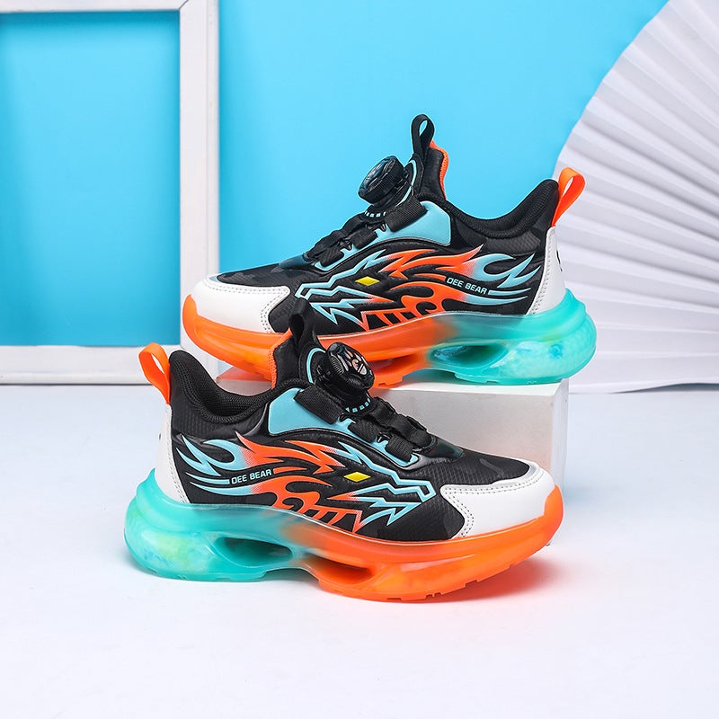 Boys' Shoes Are Breathable Mesh, Waterproof Leather, Non-Slip, Boys' Running Shoes, Kidsren'S Casual Trendy Sports Shoes, Lightweight - Image 1
