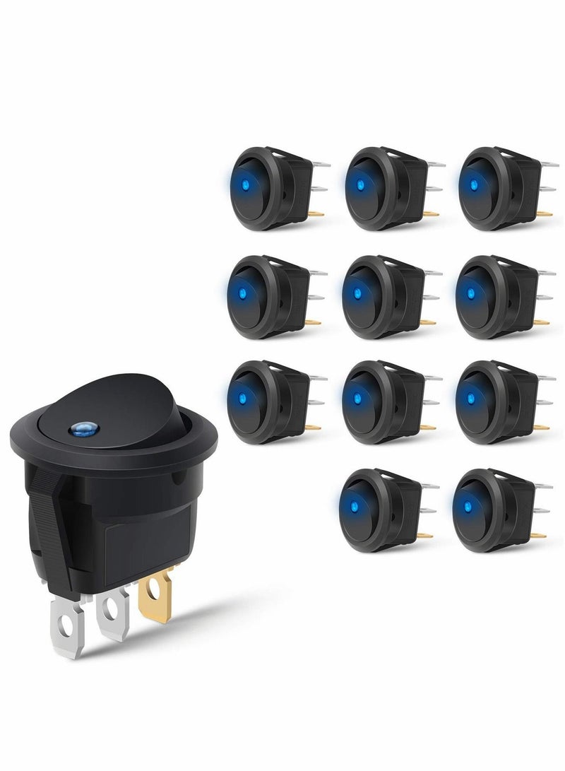 MUNTAQI 12V Blue Round Toggle LED Switch 20A 12V DC On/Off SPST for Car Truck Rocker On-Off Control, 12PCS - Image 1