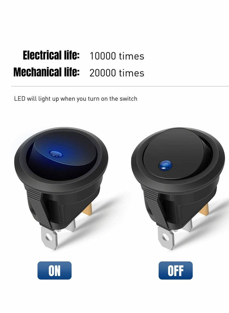 MUNTAQI 12V Blue Round Toggle LED Switch 20A 12V DC On/Off SPST for Car Truck Rocker On-Off Control, 12PCS - Image 4