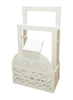 Generic Prayer Mat (Rug) and Qur’an Holder || Prayer Corner || Elegant White Organizer for Prayer Corner at Home or Office || Living Room, Bedroom or Office  - Image 2