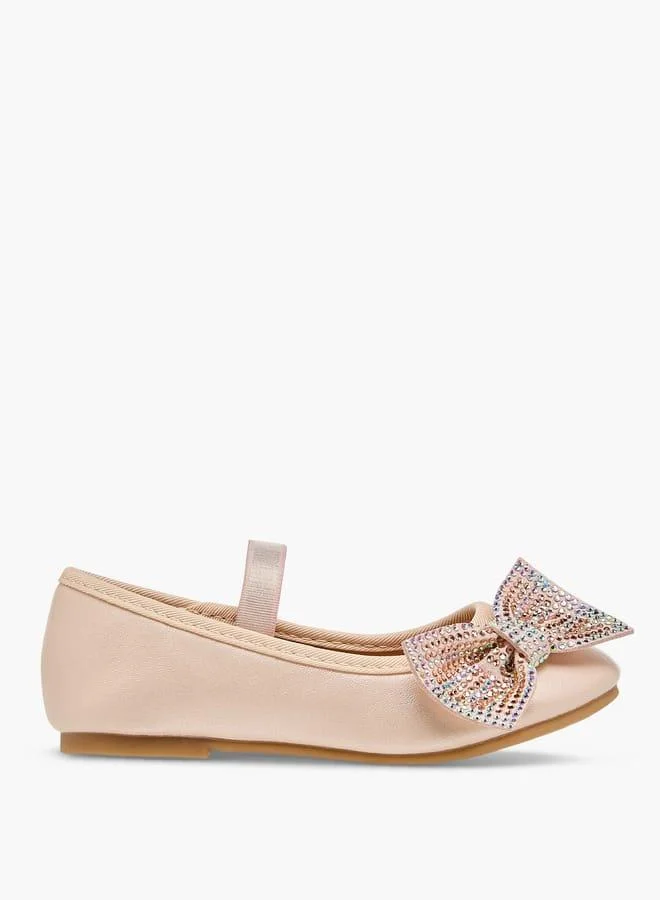 Flora Bella By Shoexpress Girls Bow Embellished Ballerina Shoes With Elasticated Strap
