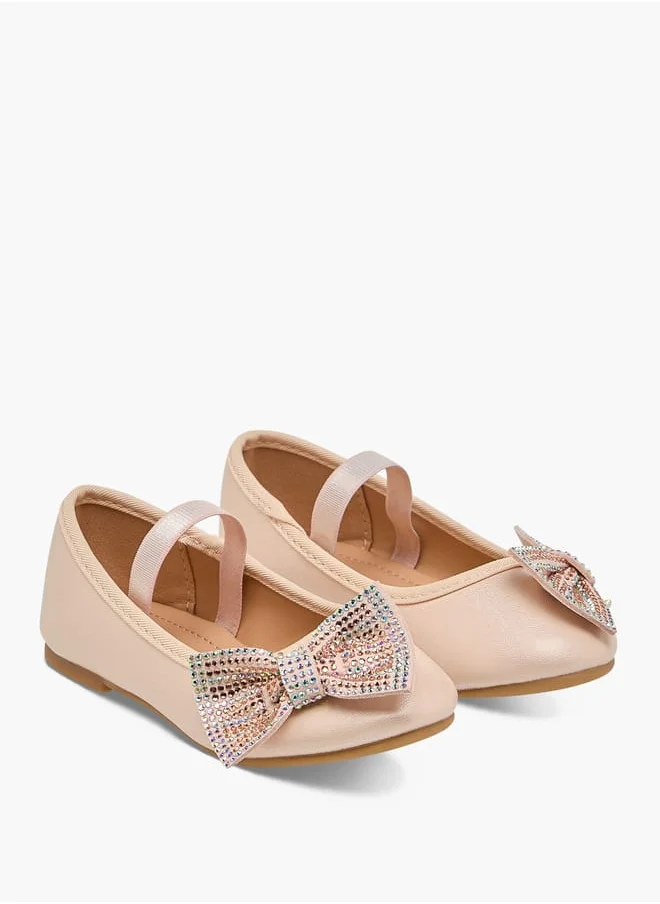 فلورا بيلا من شو إكسبرس Girls Bow Embellished Ballerina Shoes With Elasticated Strap