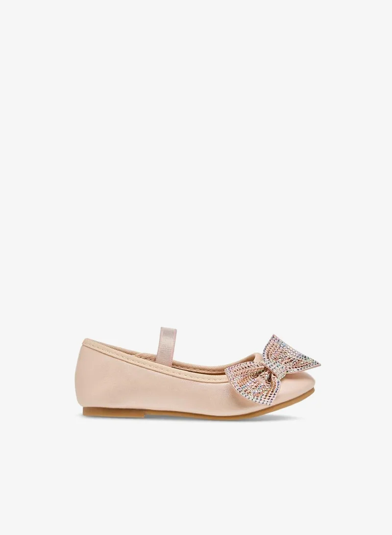 Flora Bella By Shoexpress Flora Bella Bow Embellished Ballerina Shoes With Elasticated Strap