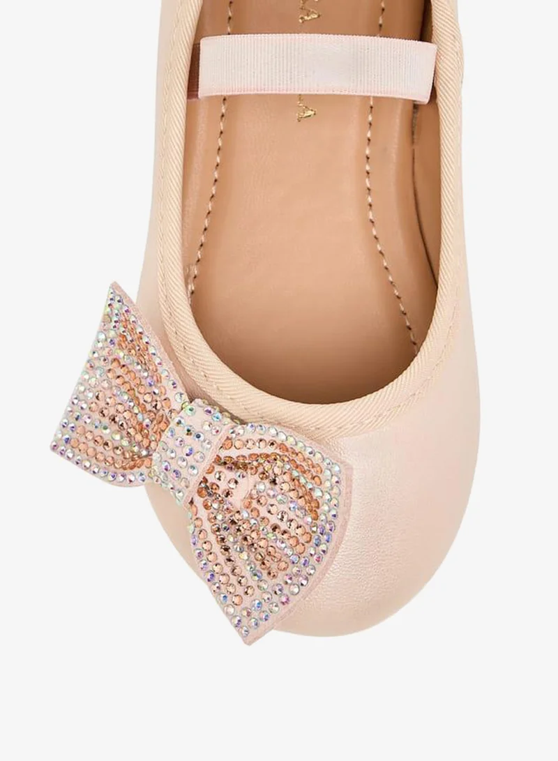 Flora Bella By Shoexpress PINK Flora Bella Bow Embellished Ballerina Shoes With Elasticated Strap for Women | Best Price UAE