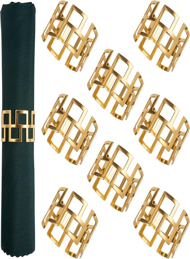 ANPHSIN Napkin Rings- Gold Napkin Holder, Round Metal Napkin Buckle for Holiday Party Dinner Wedding Dining Table Decoration (Set of 8) - Image 1