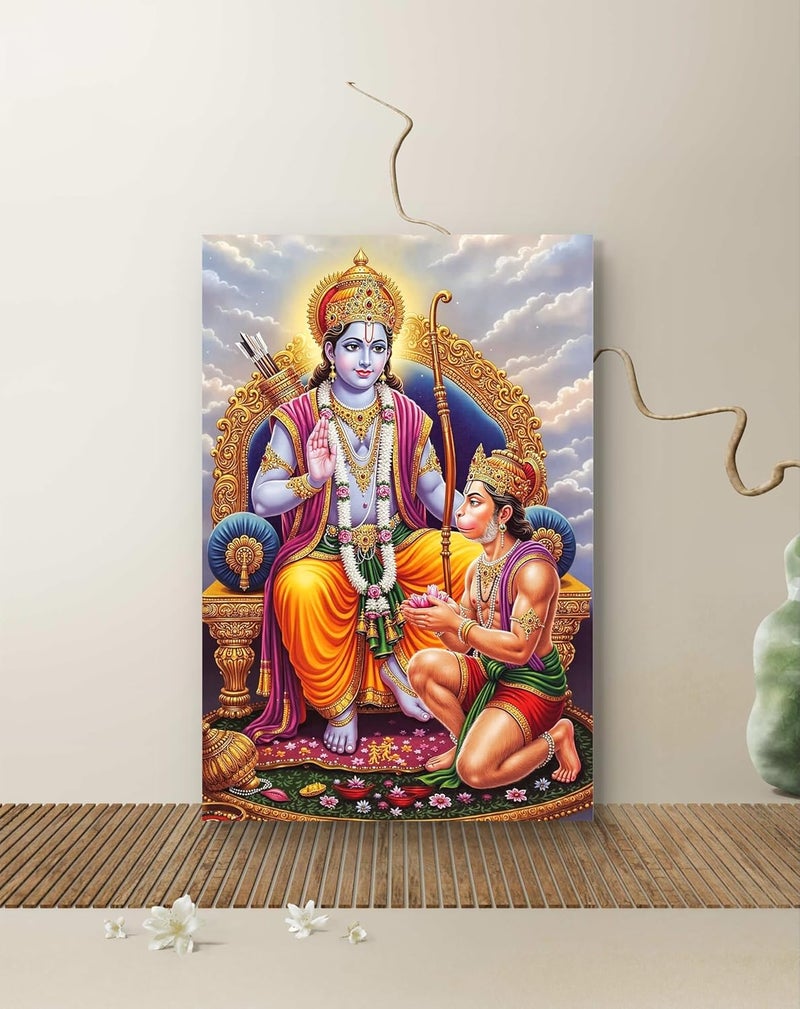 CLITHS 8x12 Inch Ram Hanuman Idol Wall Art for Home & Office Decor, Easy to Hang Hindu Spiritual Wall Decor, Living Room Religious Poster, Tabletop Display, Lightweight Metal Gift - Image 3