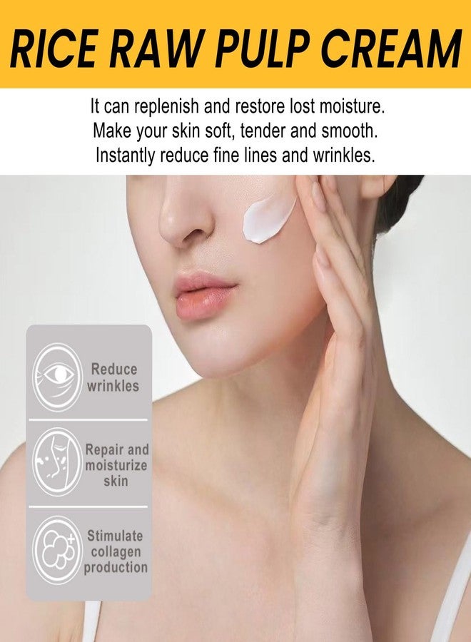Grospe Rice Cream for Face,Rice Raw Pulp Face Cream for Moisturizing Skin,Shrink Pores,Anti Aging Smoth Fine Line,Restore Skin Elasticity - Image 2
