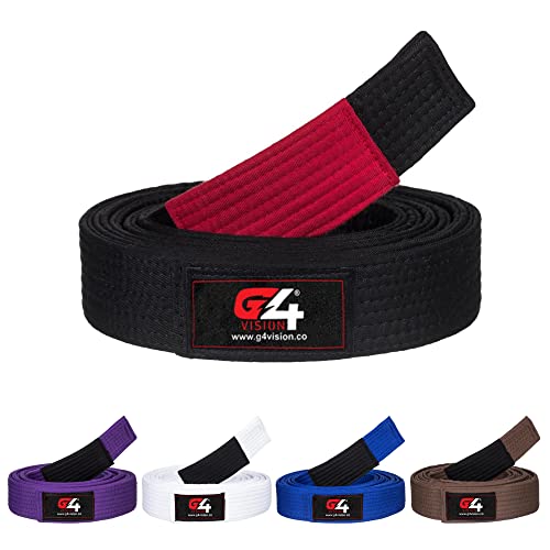 G4 VISION G4 Jiu Jitsu BJJ Belts Brazilian Adult A1 A2 A3 A4 Black Brown Purple Blue White (Black, A1) - Image 1
