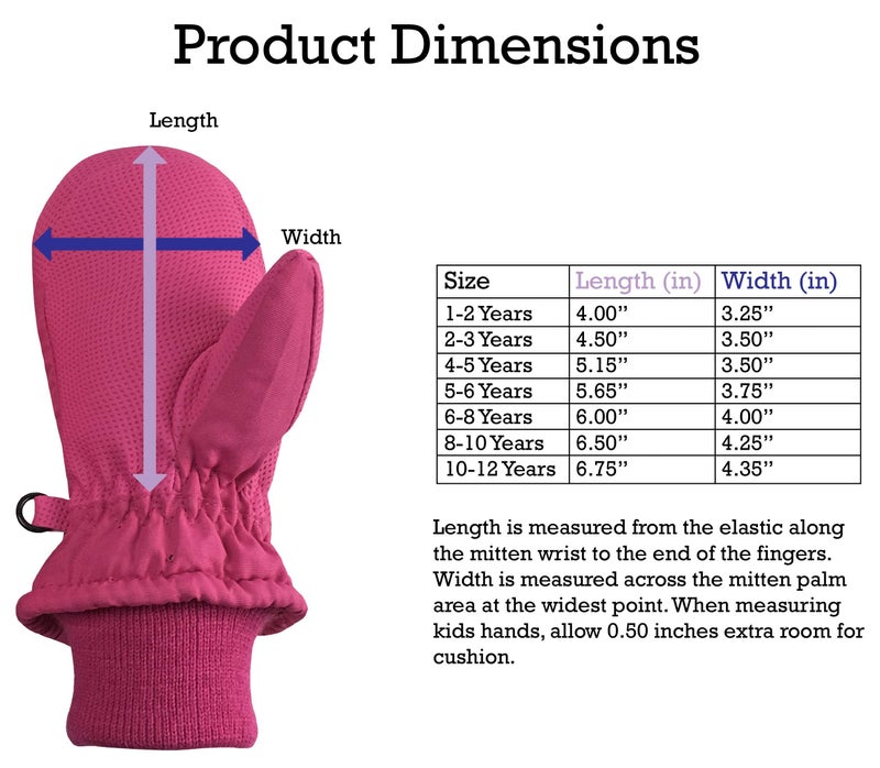 N'Ice Caps Kids Waterproof Snow Mittens Cold Weather Thinsulate Insulated (Fuchsia, 8-10 Years) - Image 5