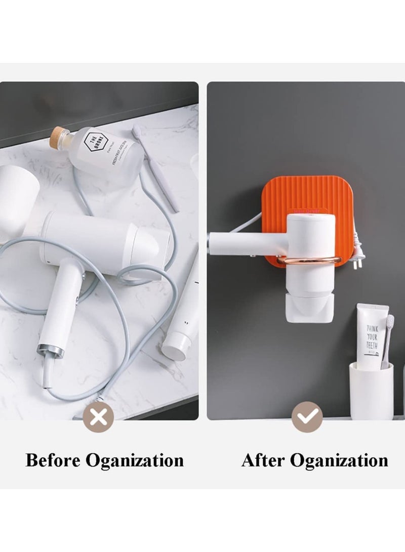 Wall Mounted Hair Dryer Holder Space Saving Adhesive Hook Foldable Design Bathroom Organizer White Color - Image 3