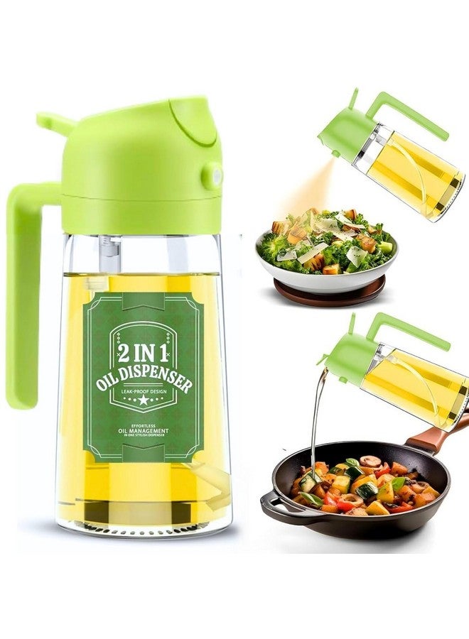FLYNGO FLYNGO 2 In 1 Plastic Oil Dispenser - 500 ml, Sprayer Bottle for Cooking, Air Fryer, Olive Oil, Salad, Barbecue, Vinegar - Light Green  - Image 1