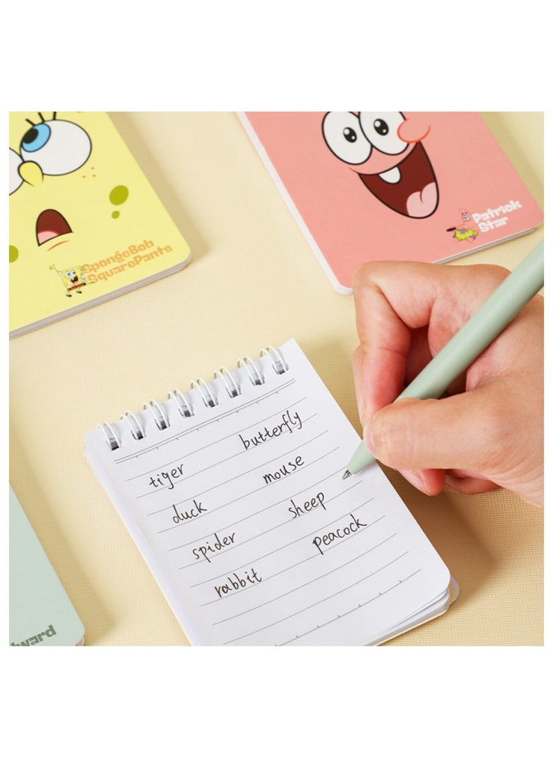 4-Piece Squidward A7 Size Top Spiral Notebook Assorted Colours
