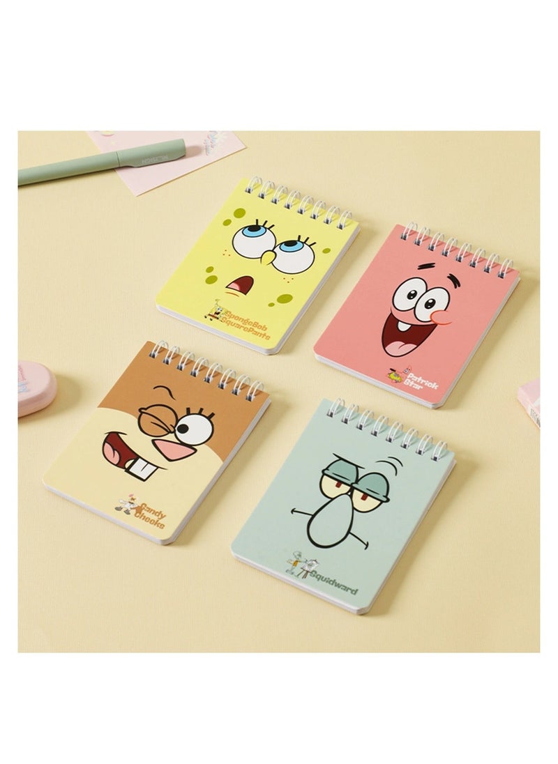4-Piece Squidward A7 Size Top Spiral Notebook Assorted Colours